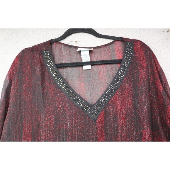 Catherine's Sheer Long Sleeve Wrap Top-Size 5XL-Beaded - Picture 3 of 9